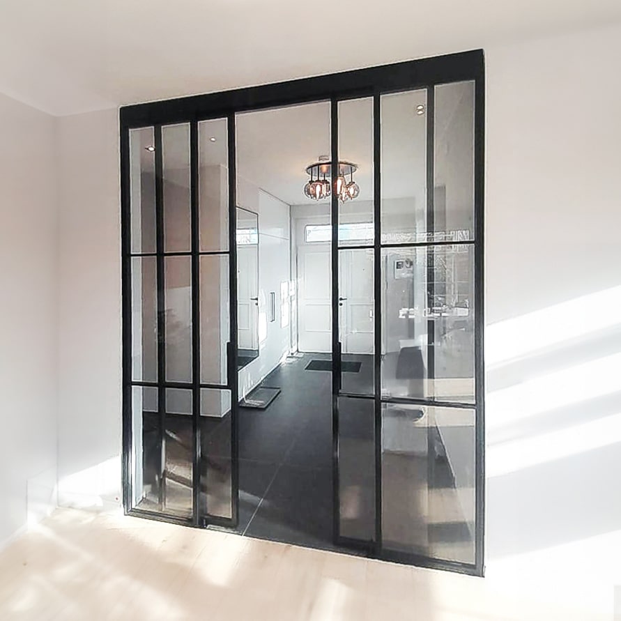 Loft Türen Schiebetür, modernes Design, Schiebetür aus Glas und Stahl, Tür für Diele Flur, schlichte Glas-Schiebetür